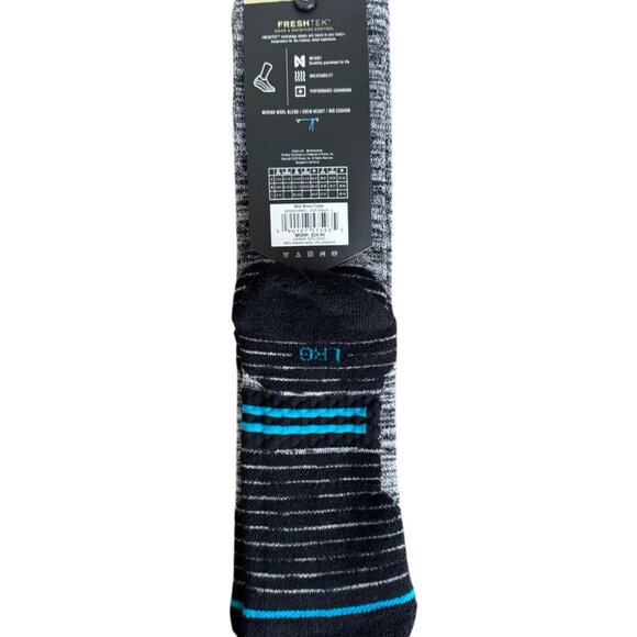 Stance Mid Wool Crew Socks Black Grey Stripe A458A24MID Merino FreshTek Infiknit - Picture 16 of 16